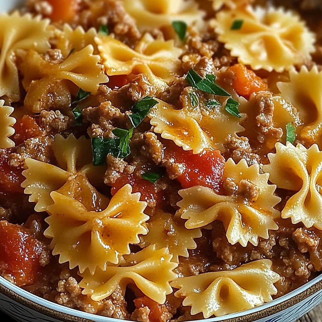 Bowtie Pasta with Ground Beef