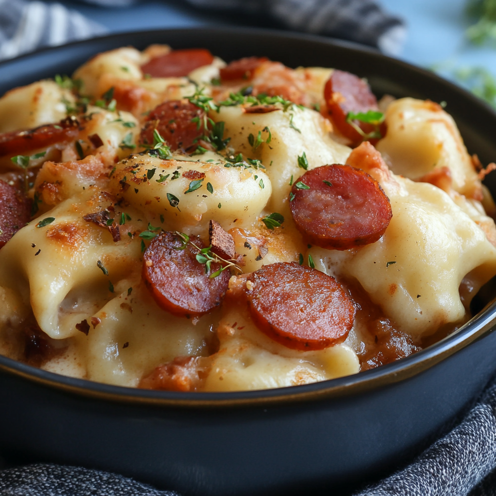 Slow Cooker Pierogi and Kielbasa Casserole