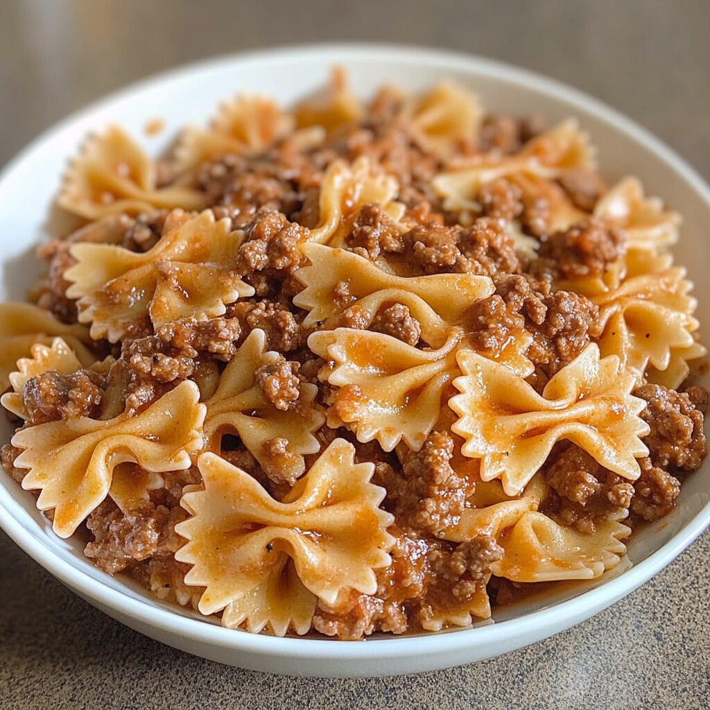 Bowtie Pasta with Ground Beef