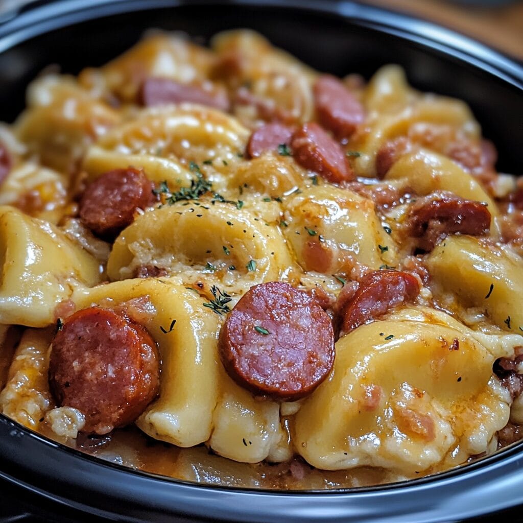 Slow Cooker Pierogi and Kielbasa Casserole