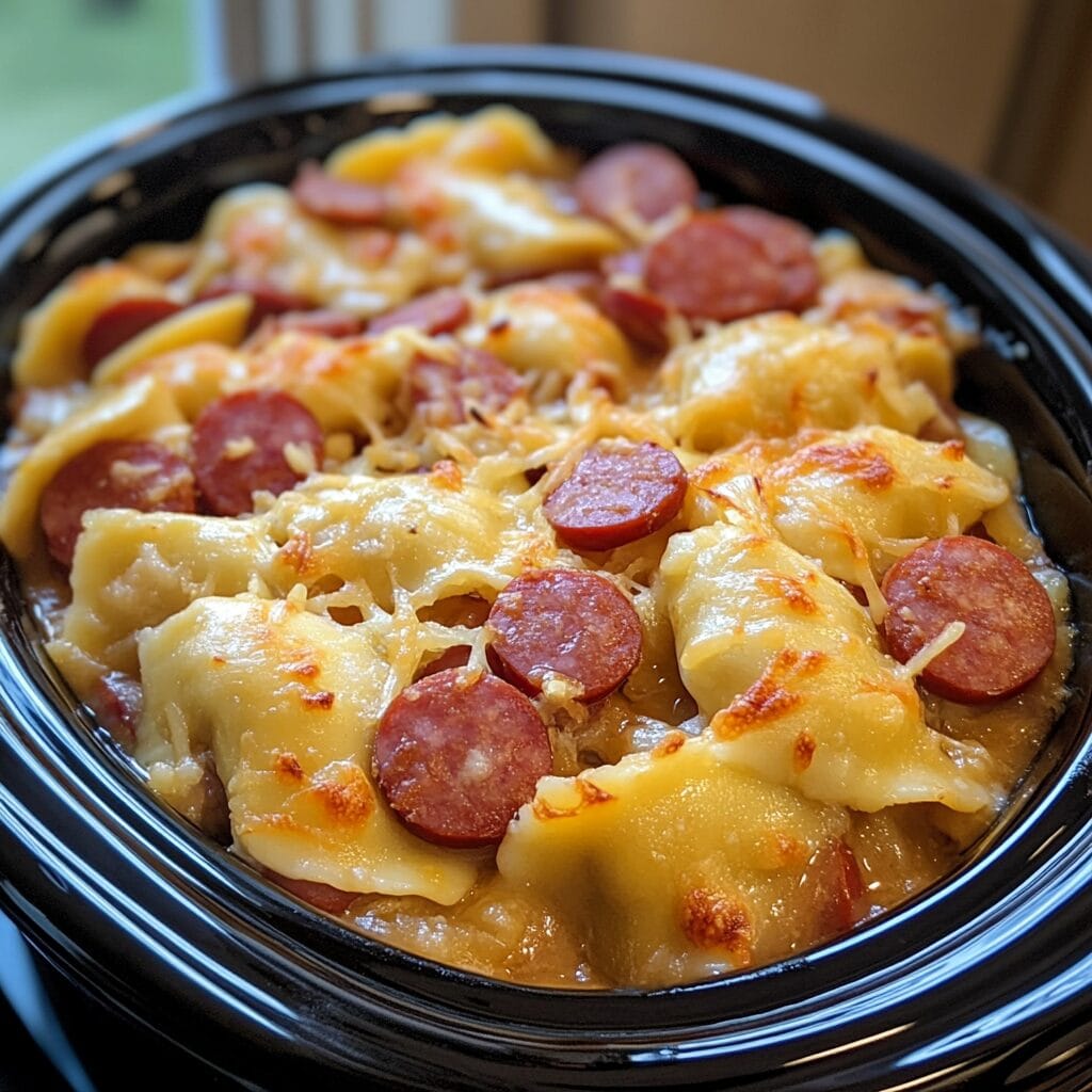 Slow Cooker Pierogi and Kielbasa Casserole