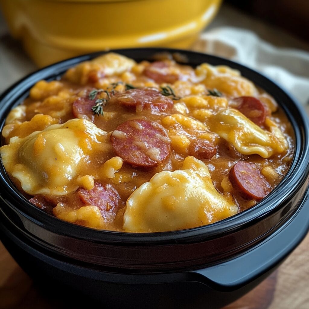 Slow Cooker Pierogi and Kielbasa Casserole