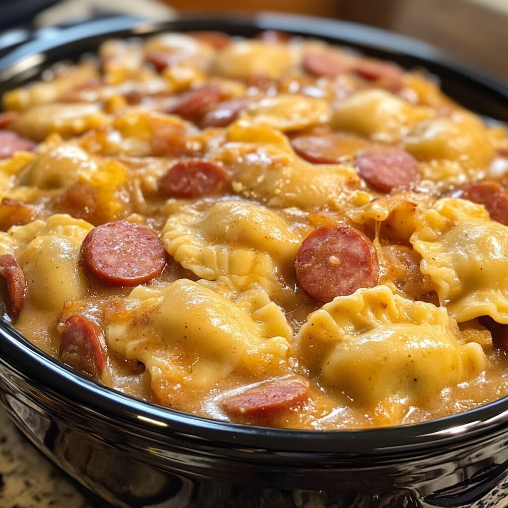 Slow Cooker Pierogi and Kielbasa Casserole