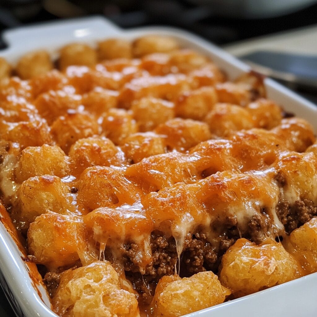 Tater Tot Casserole with Ground Beef