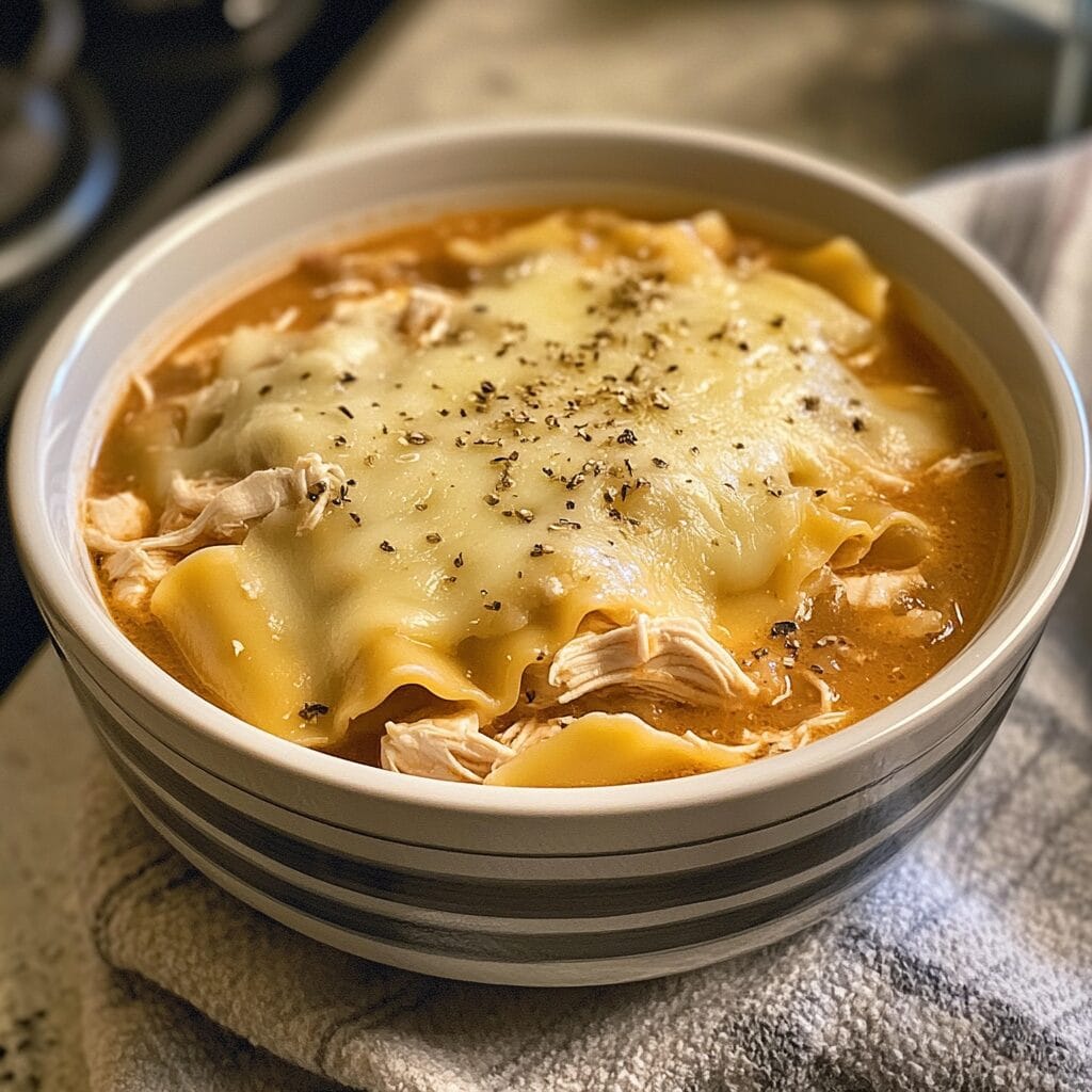 White Chicken Lasagna Soup